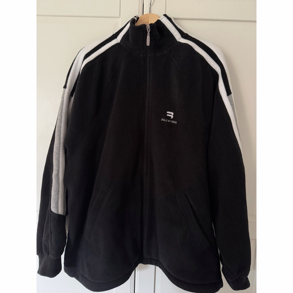Balenciaga fleece Black and White Zip-Up Jacket